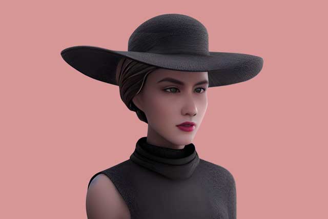 Lady with fashionable hat